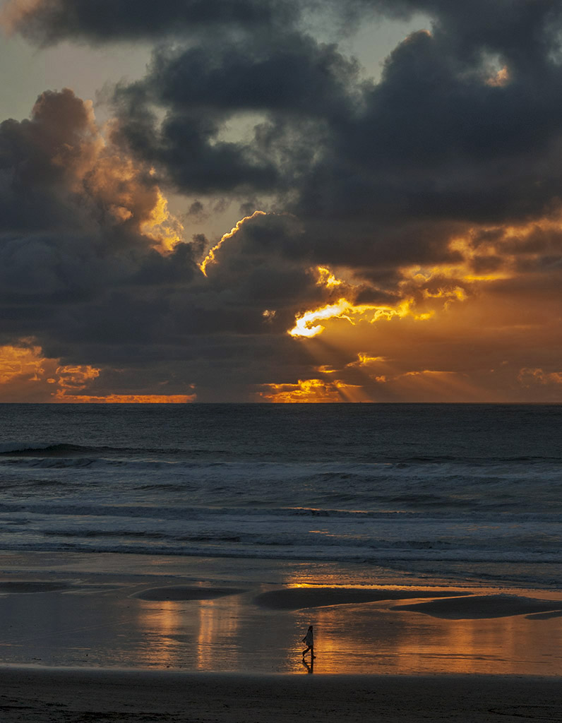 Ocean Beach Evening Sunburst
